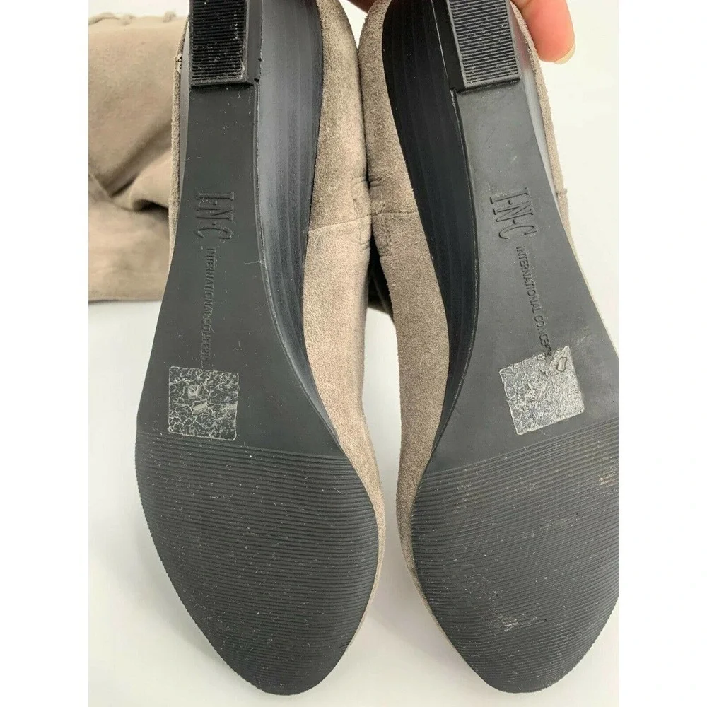 International Concepts INC Women’s Size 6 Knee High Gray Suede Boots Lace Back